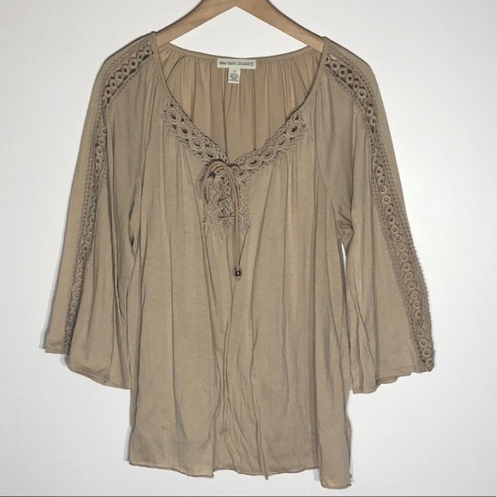 New York Laundry Boho Crochet Shirt